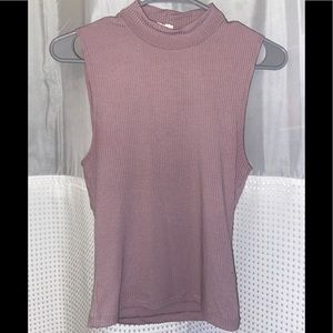 purple open back tank top.
